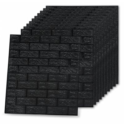 vidaXL Tapet de perete autocolant 3D, 20 buc., negru