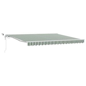 vidaXL Copertină retractabilă Verde și alb 400 &times; 300 cm Poliester
