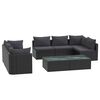 vidaXL Set mobilier de grădină cu perne, 9 piese, negru, poliratan