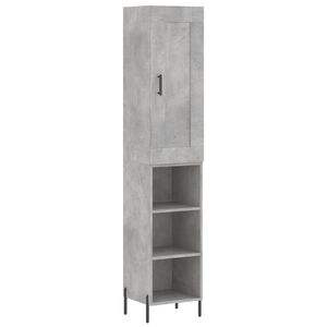 vidaXL Dulap &icirc;nalt, gri beton, 34,5x34x180 cm, lemn prelucrat