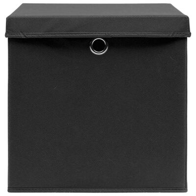 vidaXL Cutii depozitare cu capace, 10 buc. negru, 32x32x32 cm, textil