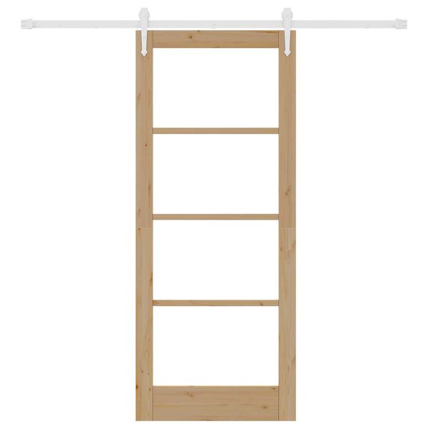 vidaXL Ușă glisantă natural 83 x 202 cm Lemn masiv de pin și sticlă