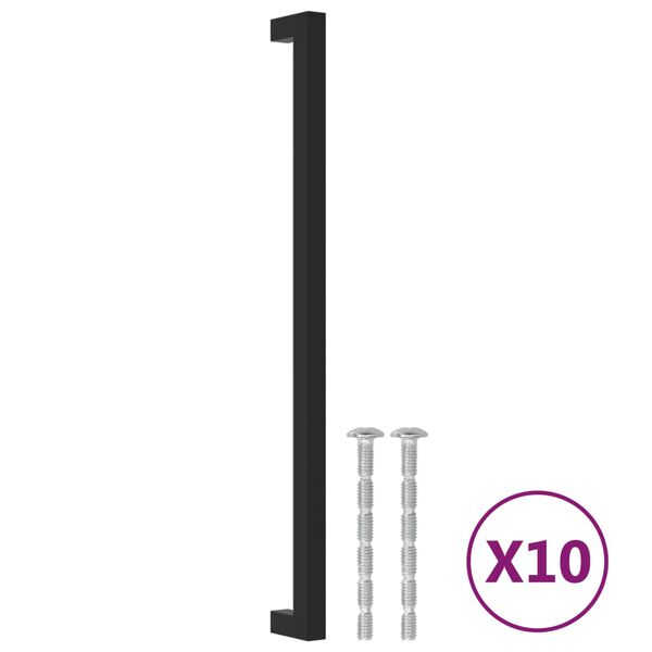 vidaXL M&acirc;nere de dulap, 10 buc., negru, 320 mm, oțel inoxidabil