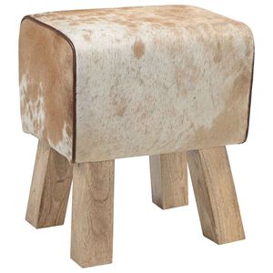 vidaXL bancă 40 x 30 x 45 cm Piele Naturală Maro și alb