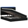 vidaXL Pat cu LED și saltea Negru 160 x 200 cm Țesătură