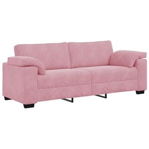 vidaXL Canapea cu 3 locuri, roz, 220x77x82 cm, catifea