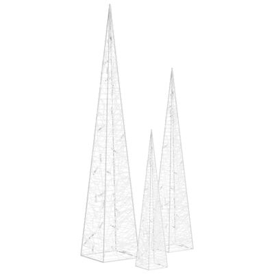 vidaXL Set conuri decorative cu LED-uri, alb rece, 30/45/60 cm, acril