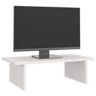 vidaXL Suport pentru monitor, alb, 50x27x15 cm, lemn masiv pin