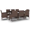 vidaXL Set mobilier de grădină, 9 piese, maro, poliratan
