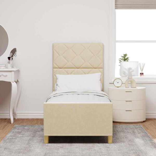 vidaXL Cadru de pat cu headboard Crem 80 x 200 cm țesătură