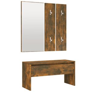 vidaXL Set de mobilier pentru hol, stejar fumuriu, lemn prelucrat