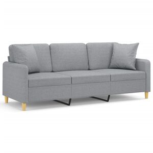vidaXL Canapea cu 3 locuri cu pernuțe, gri deschis, 180 cm, textil
