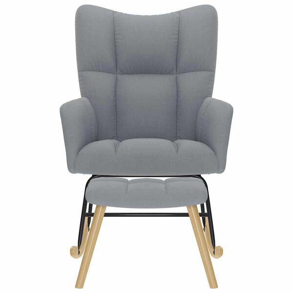 vidaXL Scaun balansoar cu taburet, gri deschis, textil