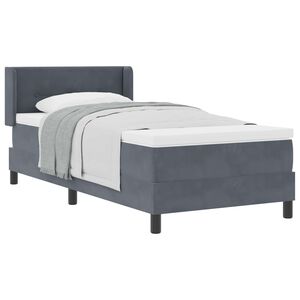 vidaXL Pat cu arcuri cu headboard Gri &icirc;nchis 200 x 80 cm Catifea