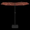 vidaXL Umbrelă de grădină cu două capete/LED-uri, cărămiziu 316x145 cm