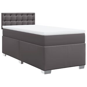 vidaXL Pat box spring cu saltea, gri, 80x200 cm, piele ecologică
