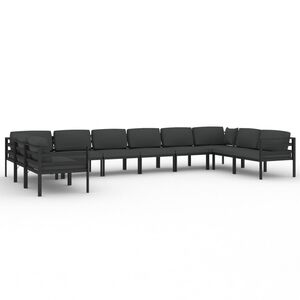 vidaXL Set mobilier de grădină cu perne, 10 piese, antracit, aluminiu