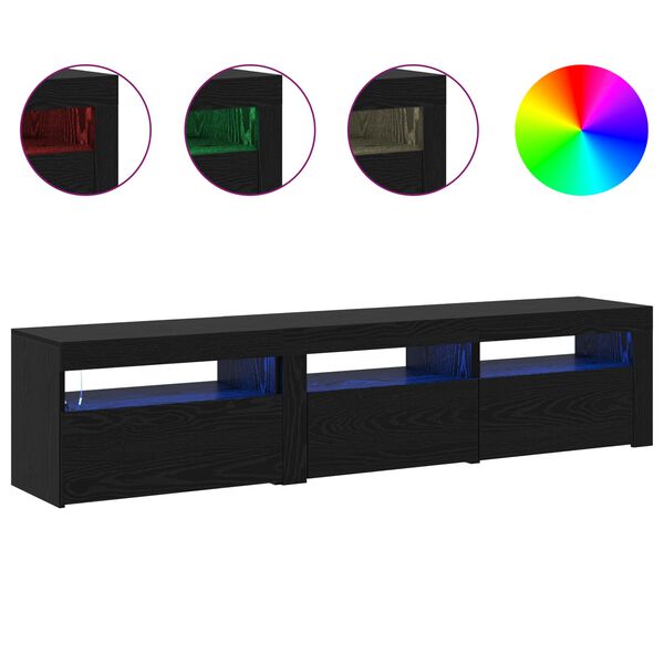 vidaXL Cabinet TV 2 pcs Stejar Negru 180 x 35 x 40 cm Lemn compozit