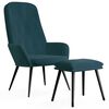 vidaXL Scaun de relaxare cu taburet, albastru, catifea