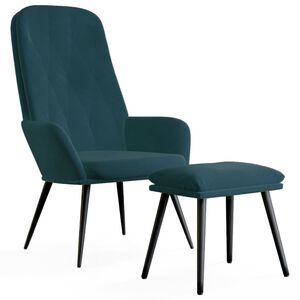 vidaXL Scaun de relaxare cu taburet, albastru, catifea