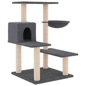 vidaXL Ansamblu pisici cu st&acirc;lpi din funie sisal, gri &icirc;nchis, 82,5 cm