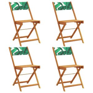 vidaXL Scaune pliante 4 buc. Material textil verde și lemn masiv