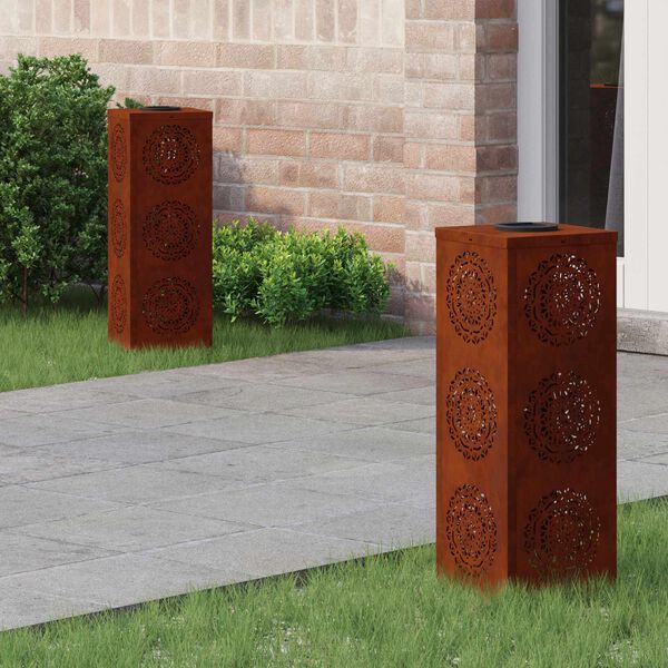 vidaXL Lumină LED Solară pentru Alei 2 pcs Oțel Corten Oțel Corten