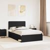 vidaXL Cadru de pat cu headboard Negru 120 x 190 cm Lemn de pin masiv