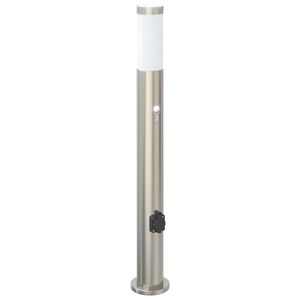 vidaXL St&acirc;lp luminos cu senzor și priză, 80 cm, oțel inoxidabil, IP44