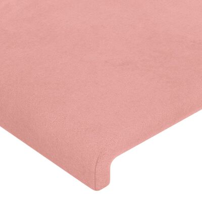 vidaXL Tăblie de pat cu LED, roz, 147x16x118/128 cm, catifea
