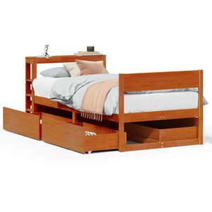 vidaXL Cadru pat fără saltea, maro ceruit, 75x190 cm, lemn masiv pin
