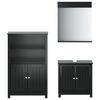 vidaXL Set mobilier baie, 3 piese, &bdquo;BERG&rdquo; , negru, lemn masiv de pin
