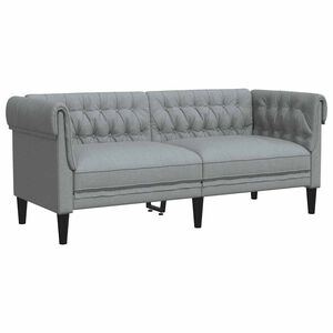 vidaXL Canapea Chesterfield cu 2 locuri, gri deschis, material textil