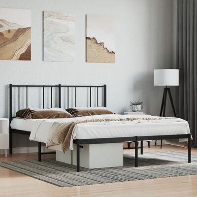 vidaXL Cadru de pat metalic cu tăblie, negru, 120x200 cm