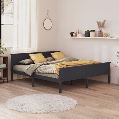 vidaXL Cadru de pat, gri, 180 x 200 cm, lemn masiv de pin