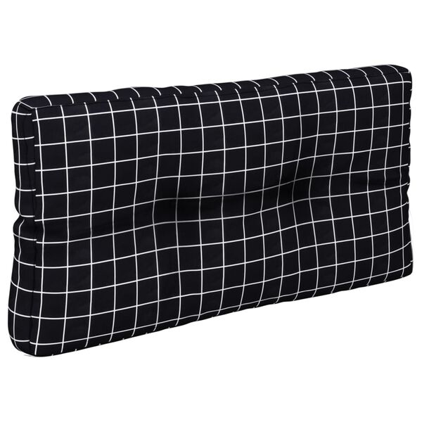 vidaXL Pernă de paleți, negru, 80x40x12 cm, textil, model carouri