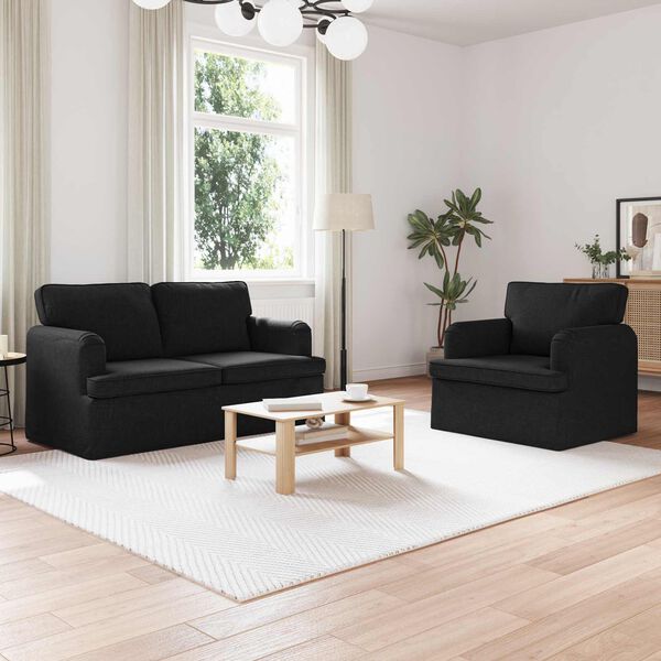 vidaXL Set de canapea 2 pcs Negru 144 x 80 x 85 cm țesătură
