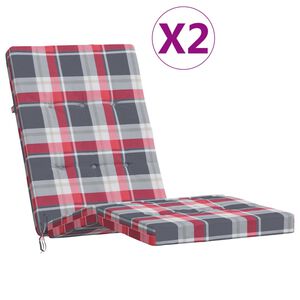 vidaXL Perne scaun de terasă, 2 buc, roșu, carouri, textil Oxford