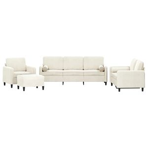 vidaXL Set de canapele cu perne, 4 piese, crem, catifea