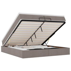 vidaXL Cadru de pat otoman cu saltele Taupe 200x200cm țesătură