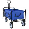 vidaXL Carucior de cumpărături pliabil cu fr&acirc;ne Manual albastru