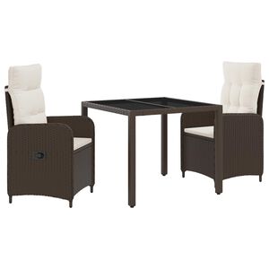 vidaXL Set dining pentru exterior cu pernă 3 pcs