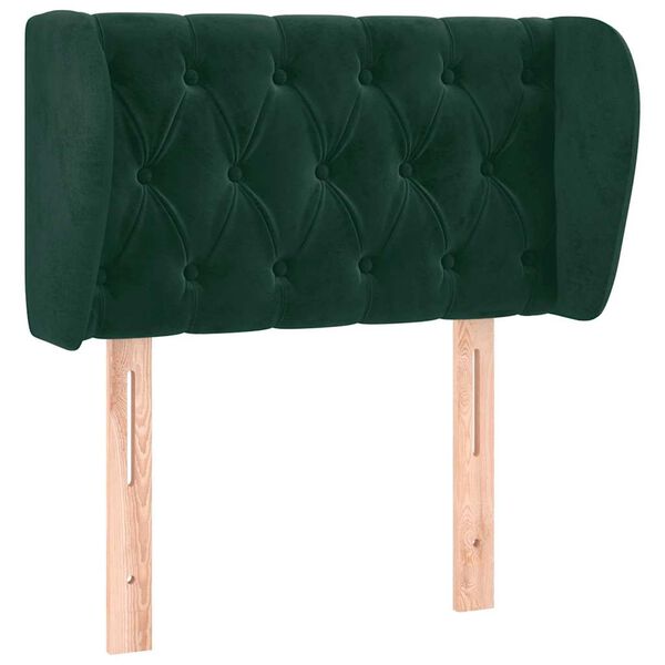 vidaXL Tăblie de pat cu aripioare verde &icirc;nchis 83x23x78/88 cm catifea