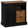 vidaXL Bufetă HALDEN cu uşă glisantă neagră 80x40x80 cm lemn masiv