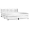 vidaXL Pat box spring cu saltea, alb, 180x200 cm, piele ecologică
