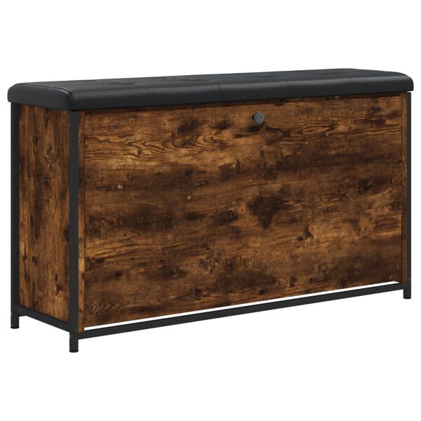 vidaXL Bancă pantofi cu sertar rabatabil, stejar fumuriu, 102x32x56 cm
