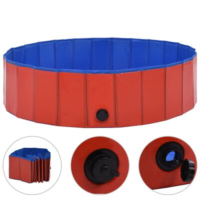 vidaXL Piscină pentru câini pliabilă, roșu, 120 x 30 cm, PVC