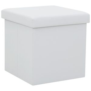 vidaXL Taburet de depozitare pliabil, alb, piele ecologică