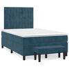 vidaXL Pat box spring cu saltea, albastru &icirc;nchis, 120x200 cm, catifea