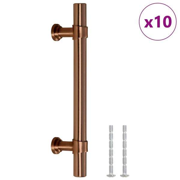 vidaXL M&acirc;nere de dulap, 10 buc., bronz, 96 mm, oțel inoxidabil